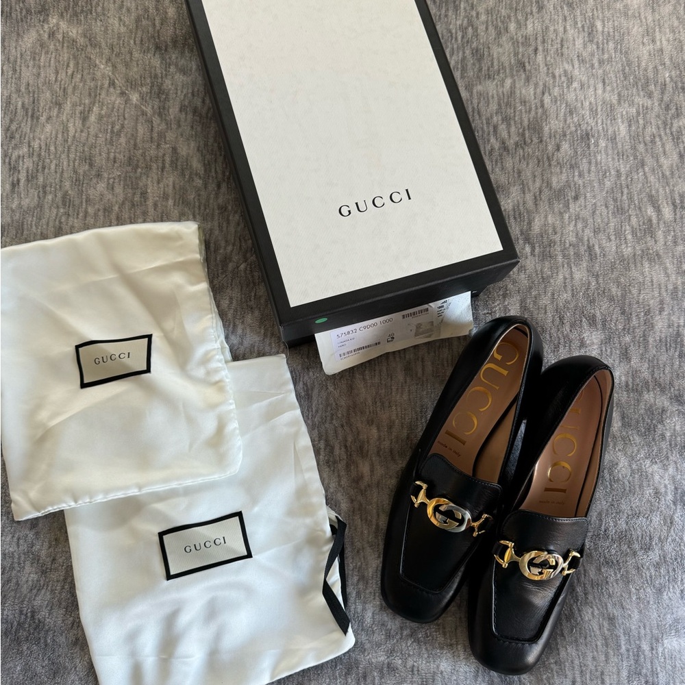 Gucci Black Heel Loafers
